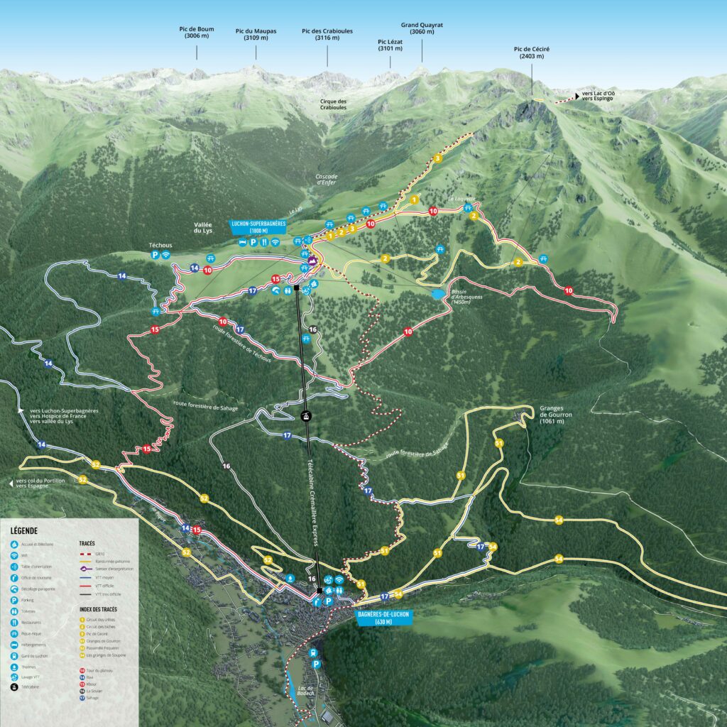 Plan des pistes — Luchon-Superbagnères, d'été